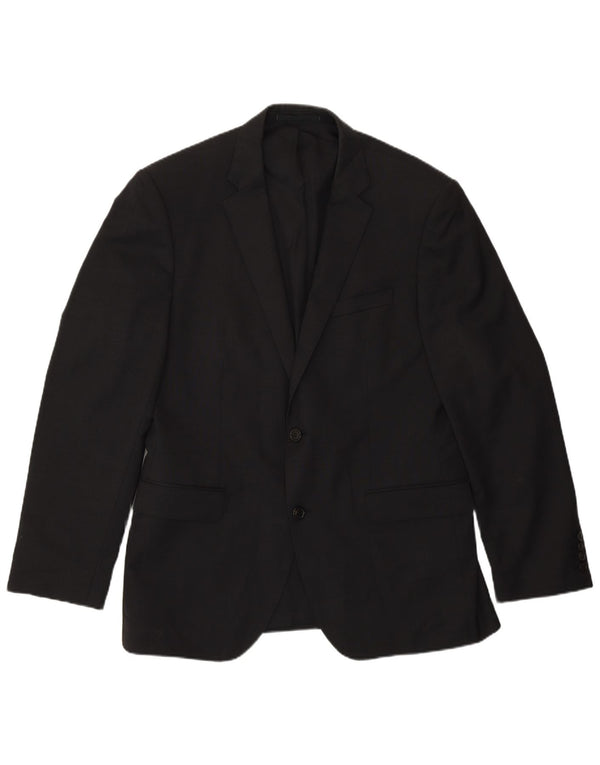 Hugo Boss Herren-Blazer mit 2 Knöpfen, EU 50, groß, schwarze Schurwolle