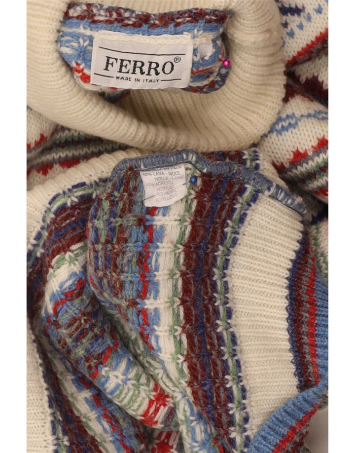 Ferro Herren Rollkragenpullover XL Mehrfarbige Fair-Isle-Wolle