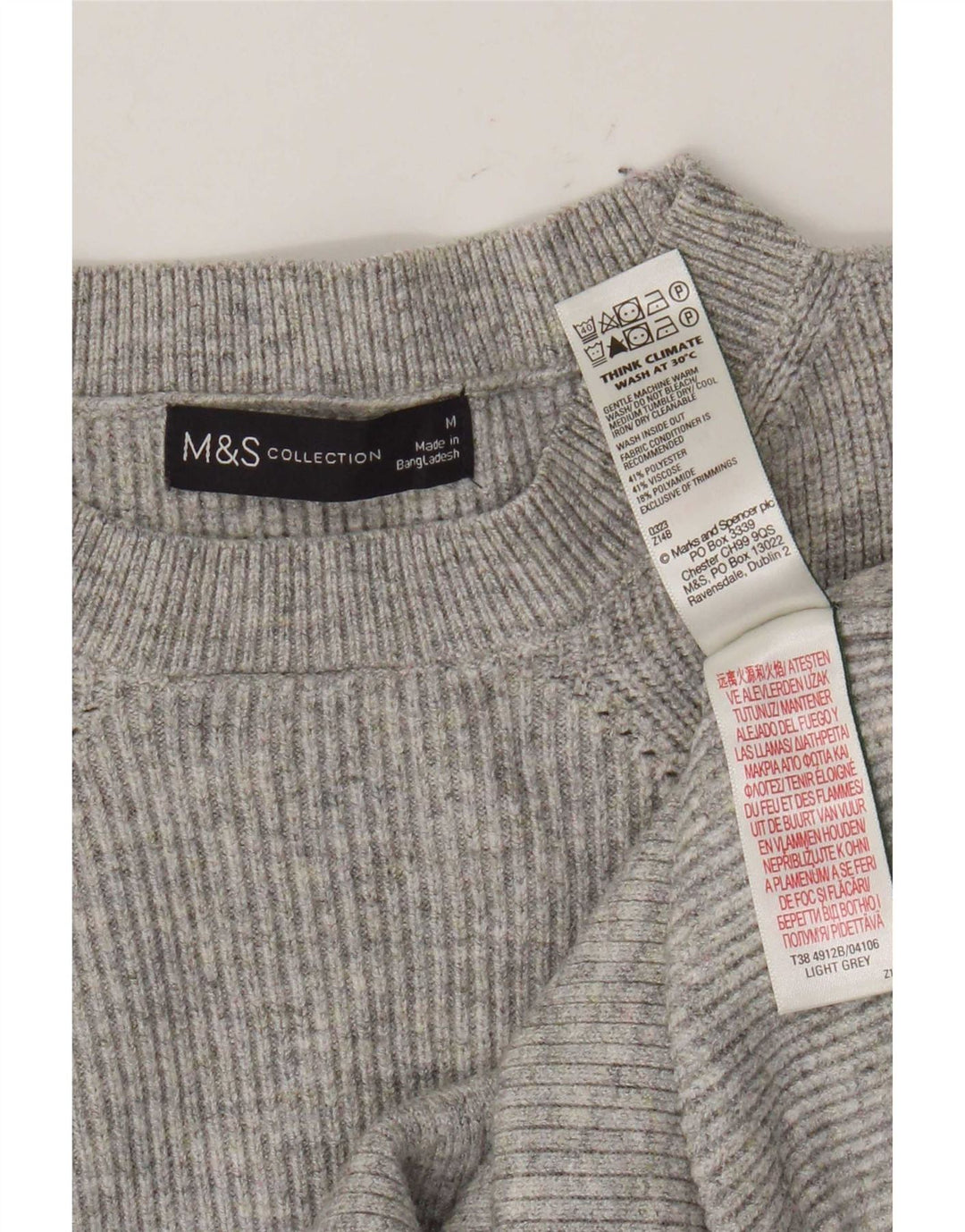 Marks & Spencer Damen-Pullover mit Rundhalsausschnitt, Gr. 12, Mittelgrau meliert