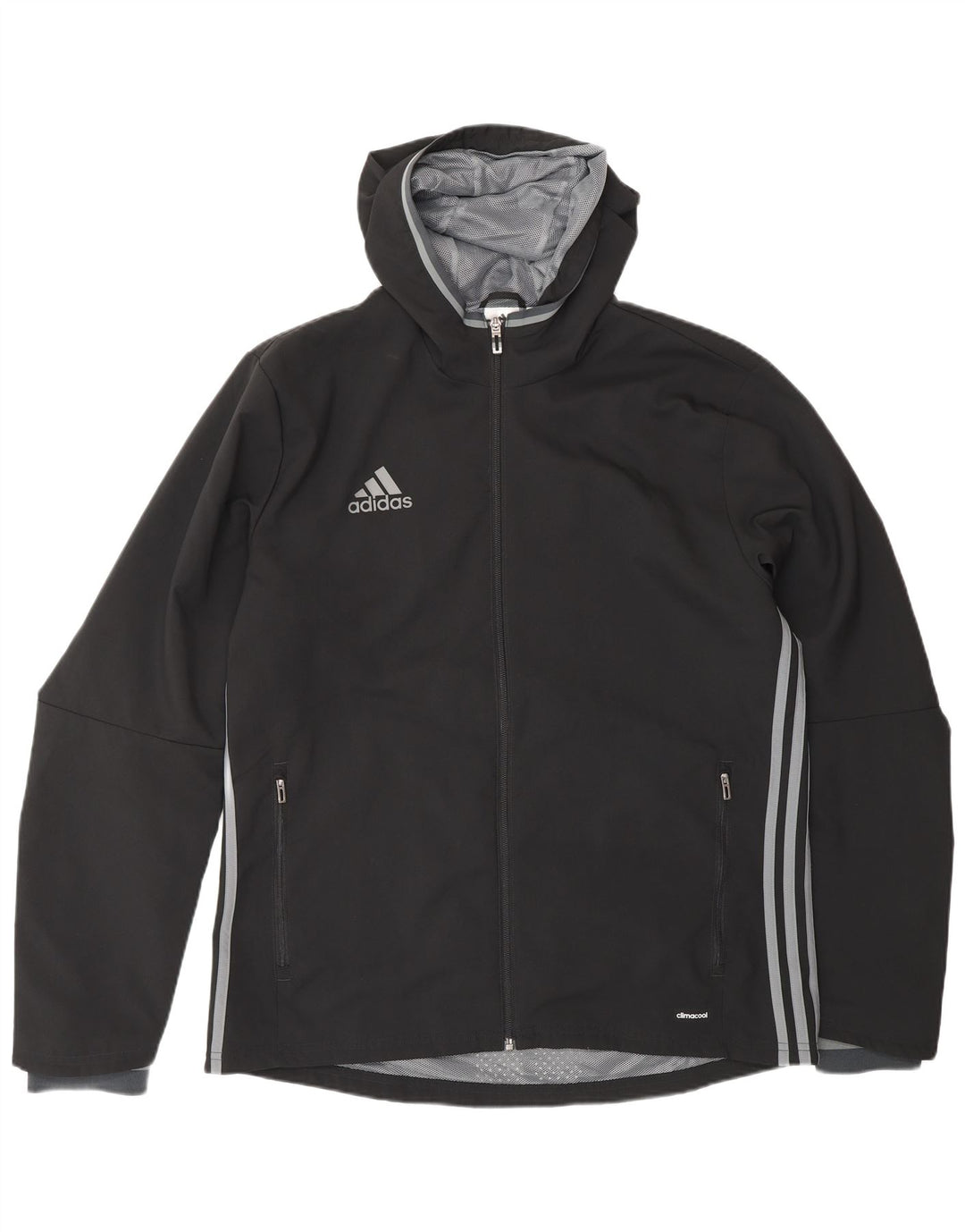 ADIDAS Herren Climacool Kapuzen-Trainingsanzug, Top-Jacke, großes schwarzes Polyester
