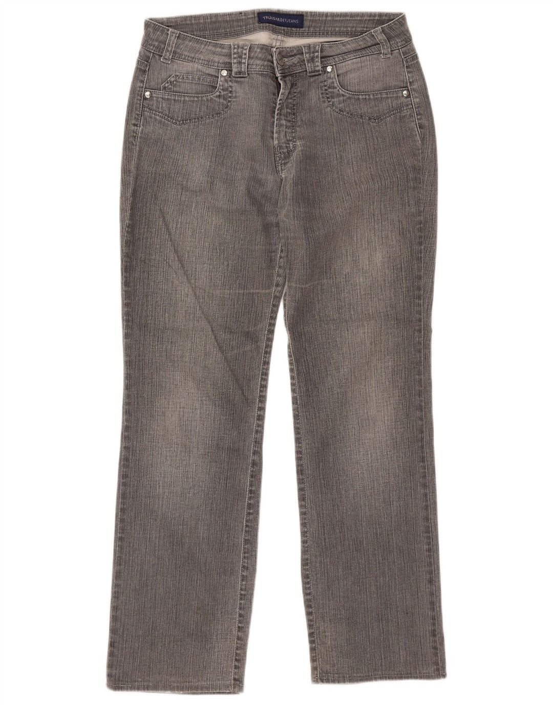 Trussardi Damen Straight Jeans W29 L30 Graue Baumwolle