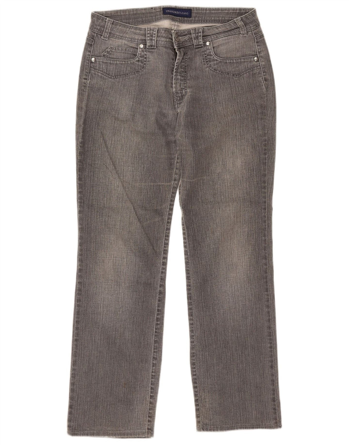 Trussardi Damen Straight Jeans W29 L30 Graue Baumwolle