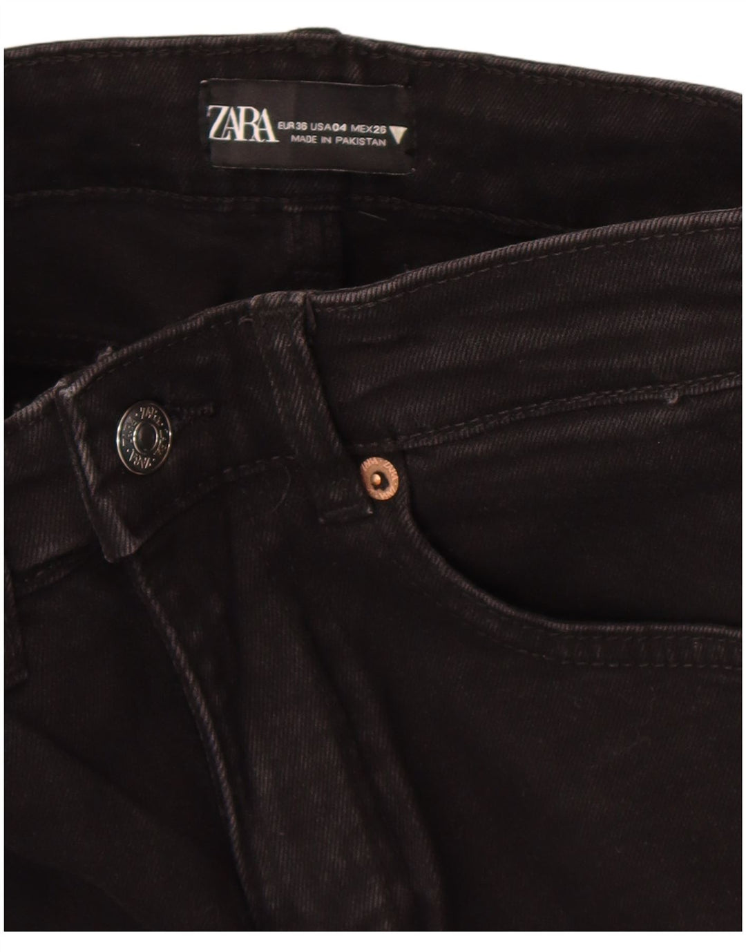 Zara Damen Bootcut Jeans EU 36 XS W26 L25 Schwarz