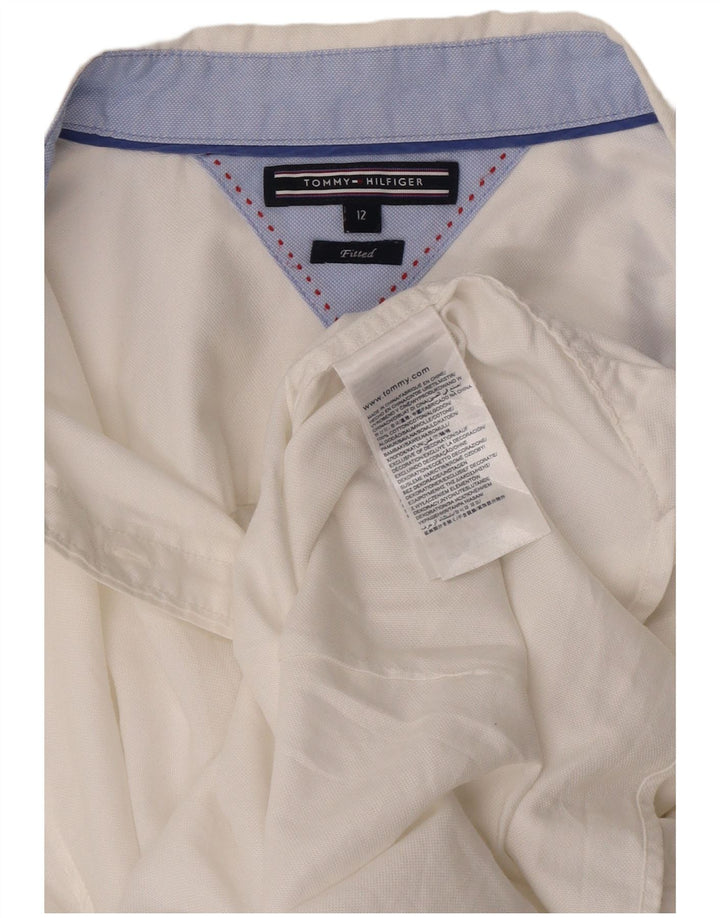 Tommy Hilfiger Damen Stretch-Hemd US 12 Large Weiße Baumwolle