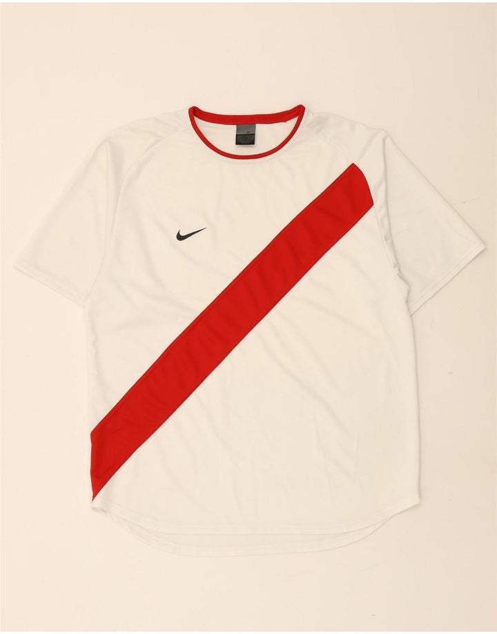 NIKE Herren-T-Shirt-Oberteil, Mittelweiß, Farbblock