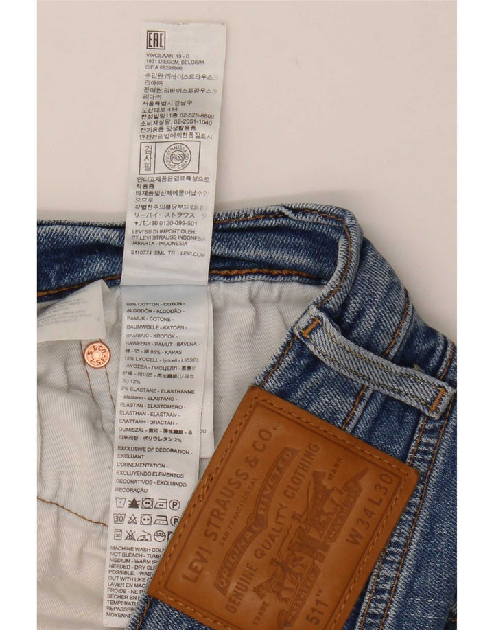 Levi's Herren 511 Slim Jeans W34 L30 Blaue Baumwolle