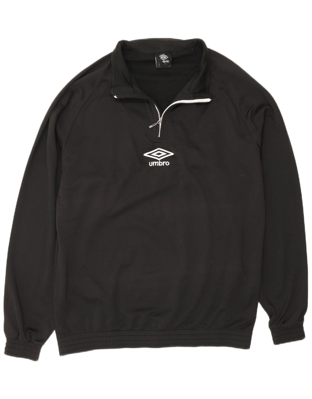Umbro Herren-Trainingsanzug-Oberteil mit Reißverschluss am Hals, großes schwarzes Polyester