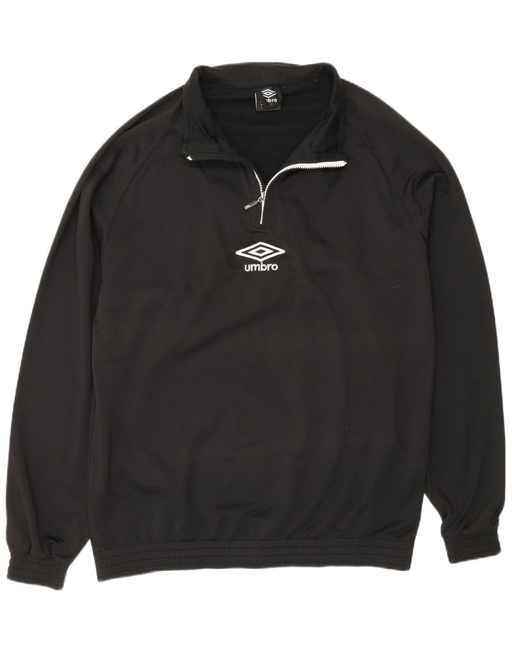 Umbro Herren-Trainingsanzug-Oberteil mit Reißverschluss am Hals, großes schwarzes Polyester