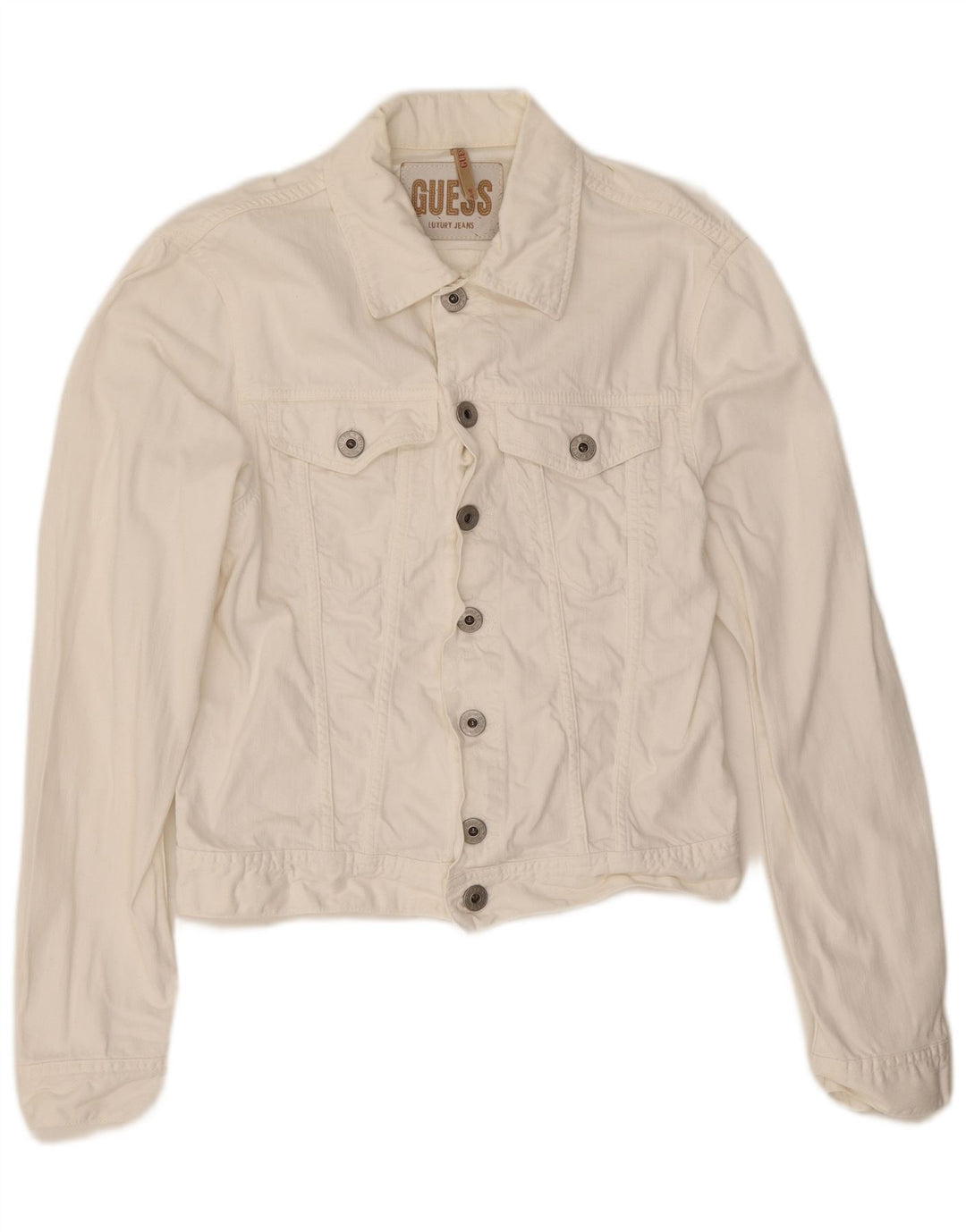 Guess Damen Jeansjacke UK 14 Mittelweiße Baumwolle