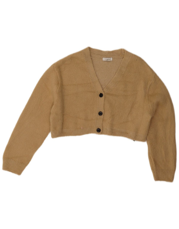 Topshop Womens Crop Oversized Cardigan Pullover UK 10 Small Beige Acryl