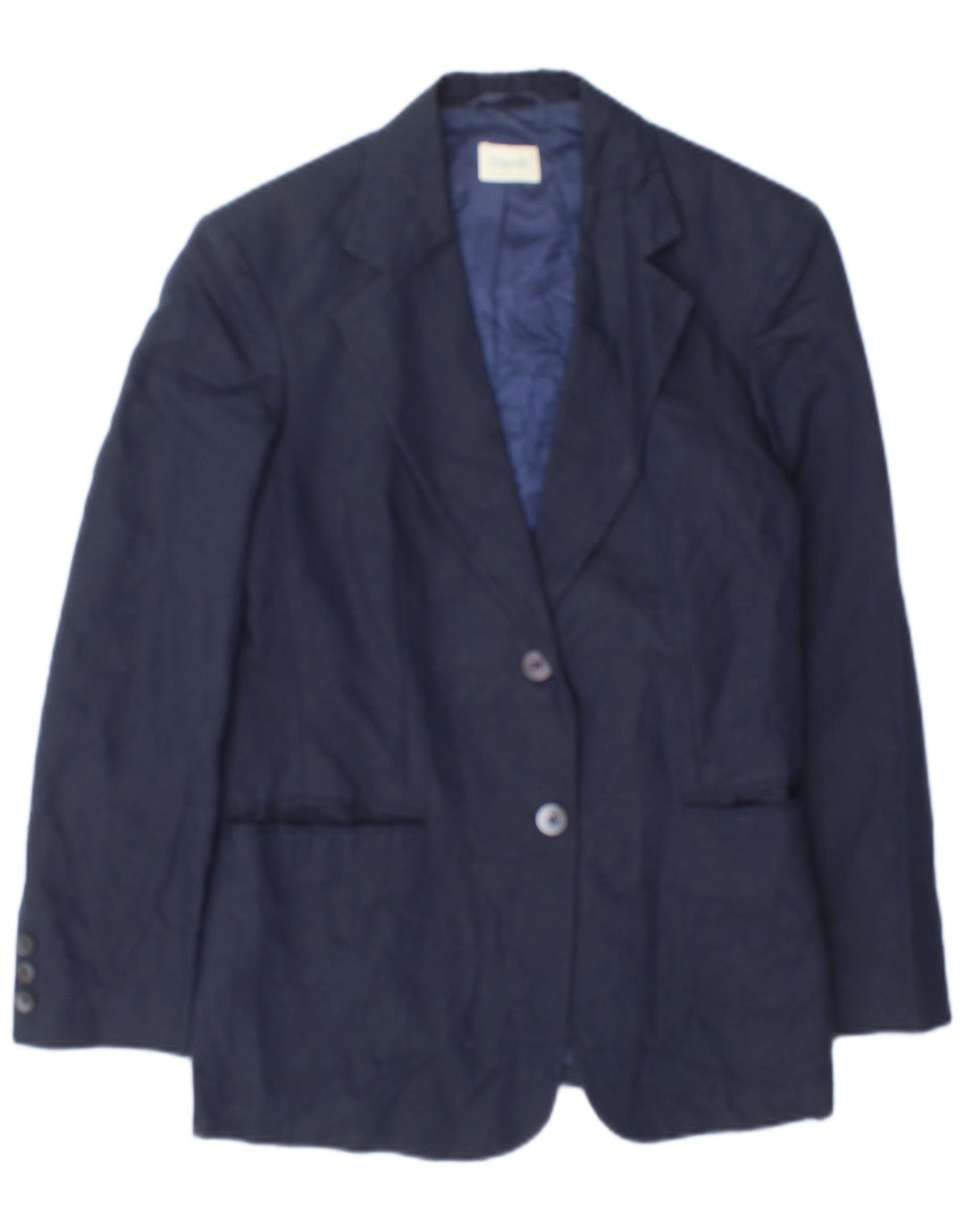 Benetton Damen-Blazerjacke mit 2 Knöpfen, IT 42, mittelmarineblaue Baumwolle