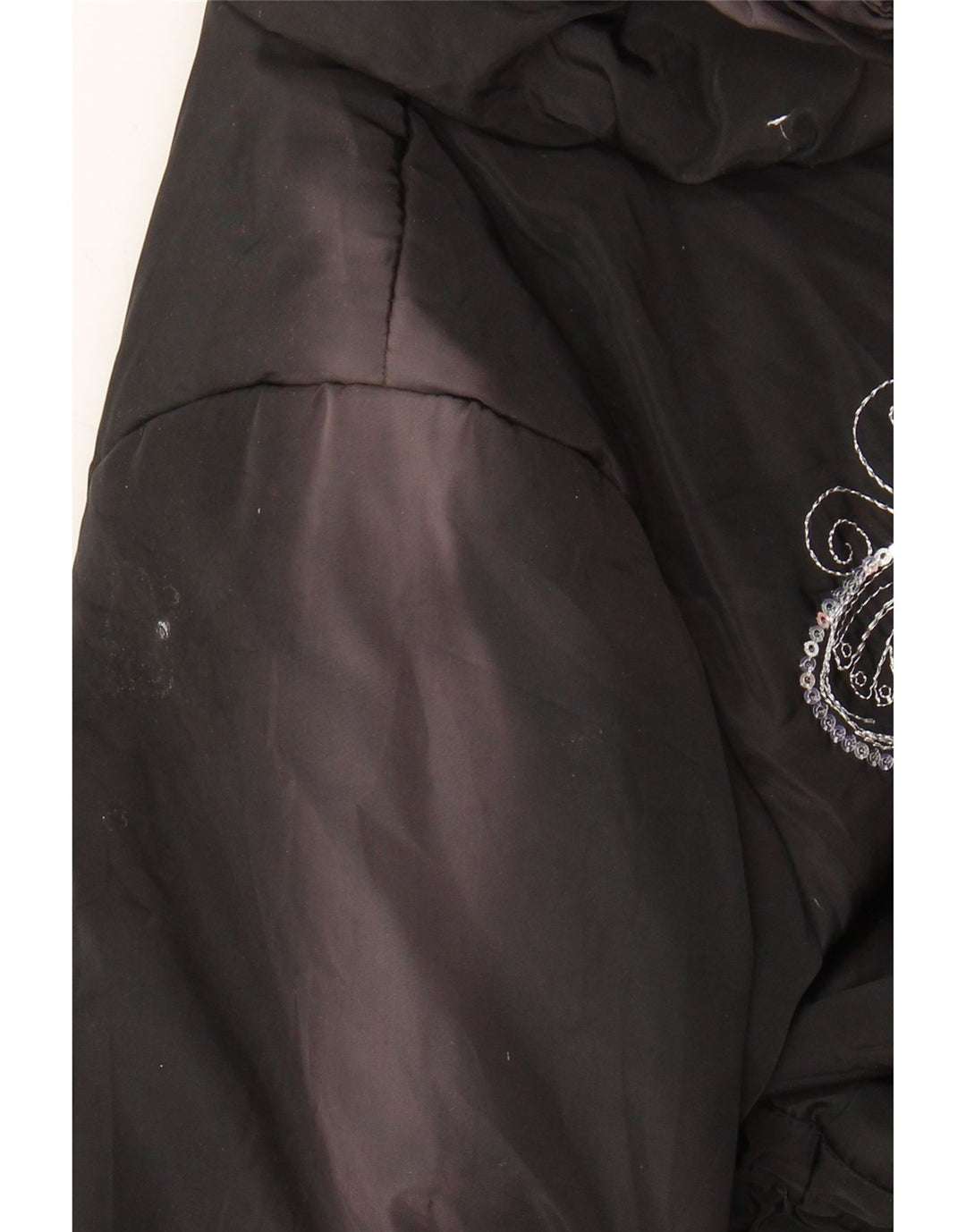 DESIGUAL Girls Graphic Padded Coat 9-10 Years Black Polyester Vintage Desigual and Second-Hand Desigual from Messina Hembry 