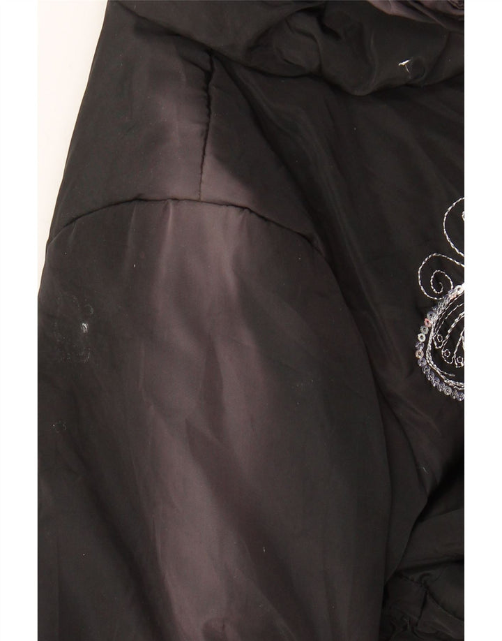 DESIGUAL Girls Graphic Padded Coat 9-10 Years Black Polyester Vintage Desigual and Second-Hand Desigual from Messina Hembry 