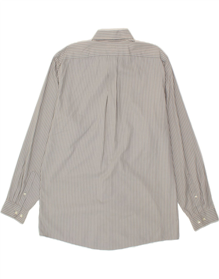 EDDIE BAUER Mens Relaxed Fit Shirt Large Grey Pinstripe Cotton Vintage Eddie Bauer and Second-Hand Eddie Bauer from Messina Hembry 