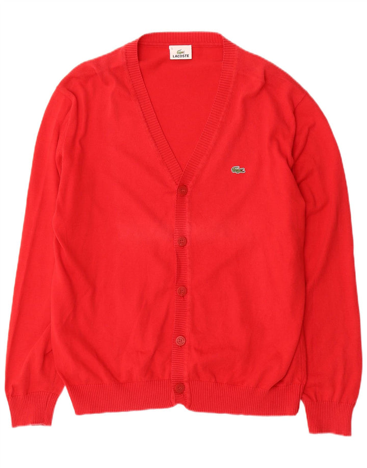Lacoste Herren-Strickjacke, Größe 5, große rote Baumwolle