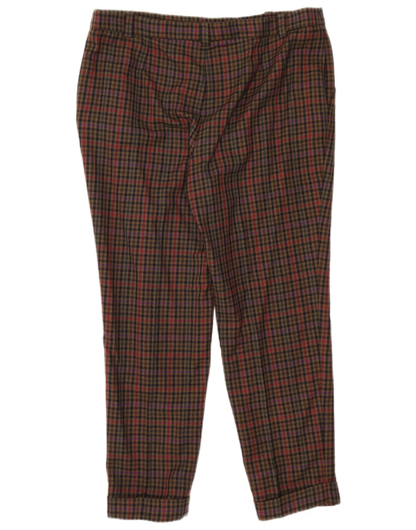Luisa Spagnoli Damen Slim Cropped-Hose IT 48 XL W36 L27 Khaki Gingham