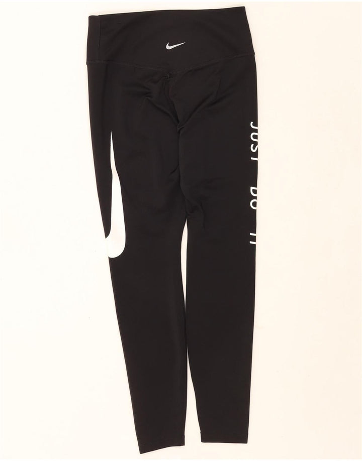 Nike Damen Dri Fit Graphic Crop Leggings UK 8 Small Schwarz Polyester