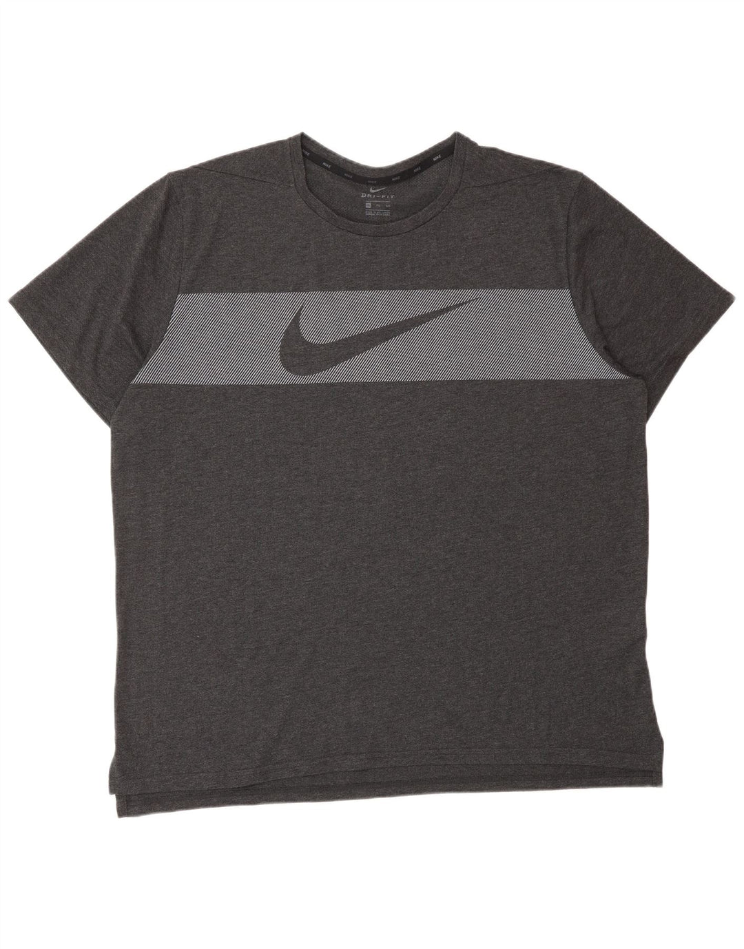 NIKE Herren Dri Fit Graphic T-Shirt Top 2XL Grau Nadelstreifen Baumwolle