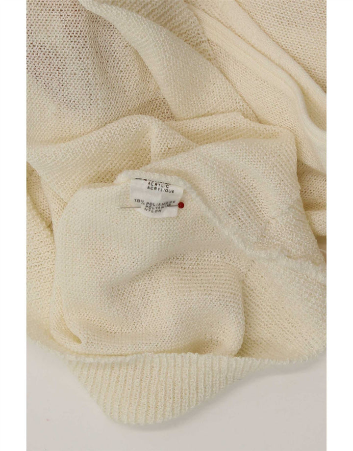 Vintage Damen Ärmelloses Blusentop IT 44 Medium Off White Acryl
