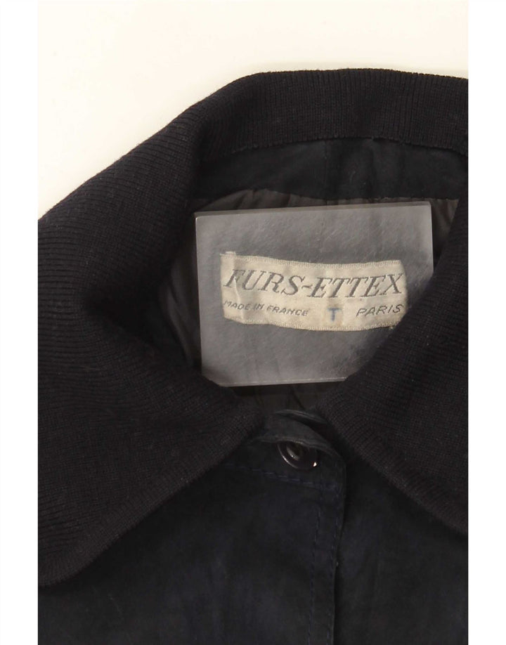 Vintage Damen Wildledermantel UK 10 Small Marineblau