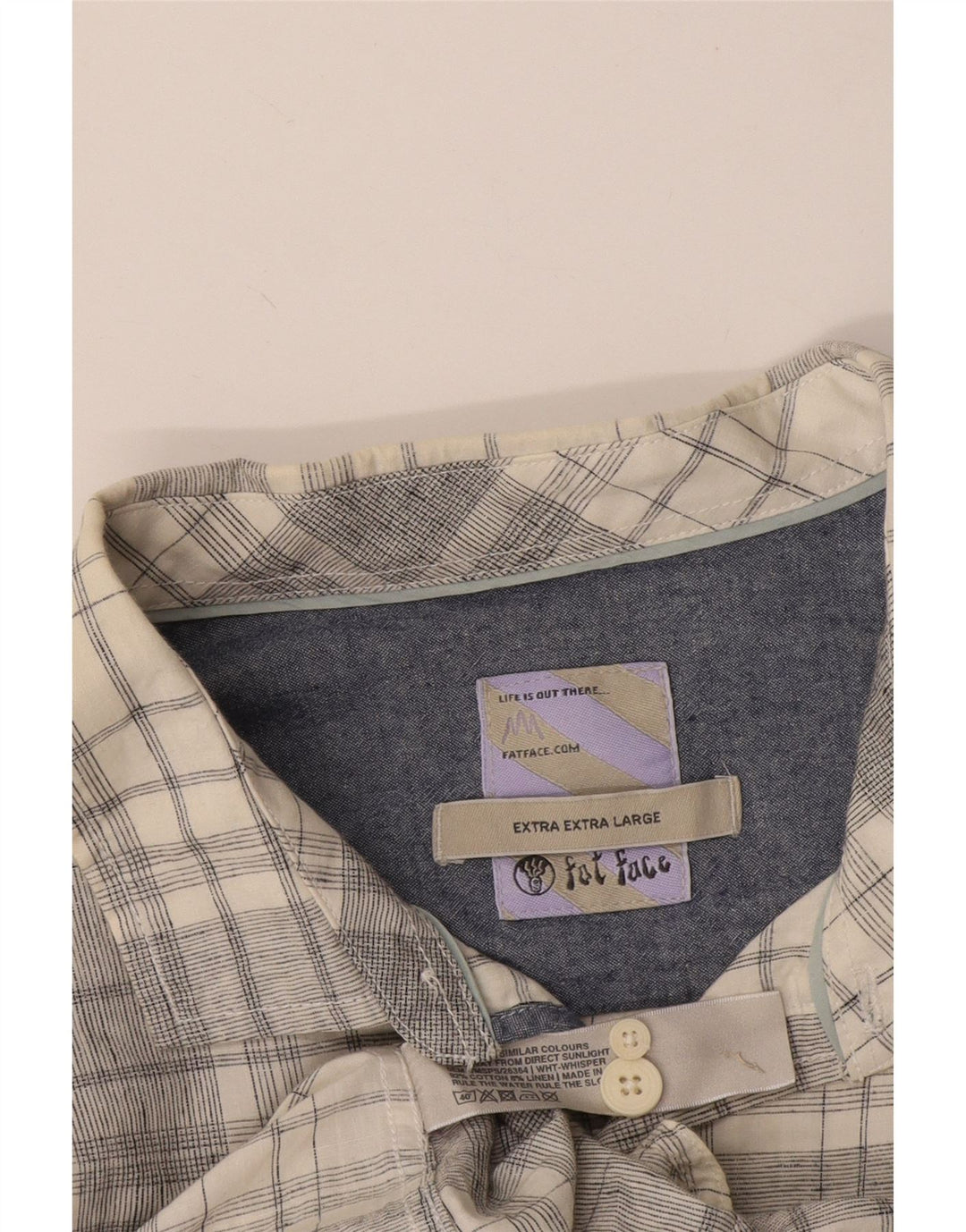 Fat Face Herren-Kurzarmhemd 2XL, grau kariert, Baumwolle