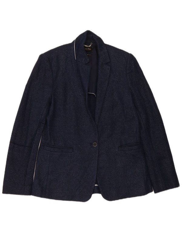 Massimo Dutti Damen-Blazerjacke mit 1 Knopf, EU 40, mittelmarineblaue Baumwolle