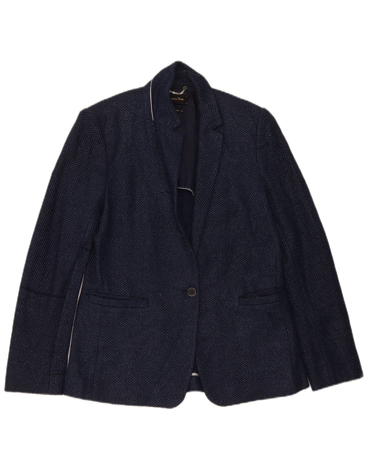 Massimo Dutti Damen-Blazerjacke mit 1 Knopf, EU 40, mittelmarineblaue Baumwolle