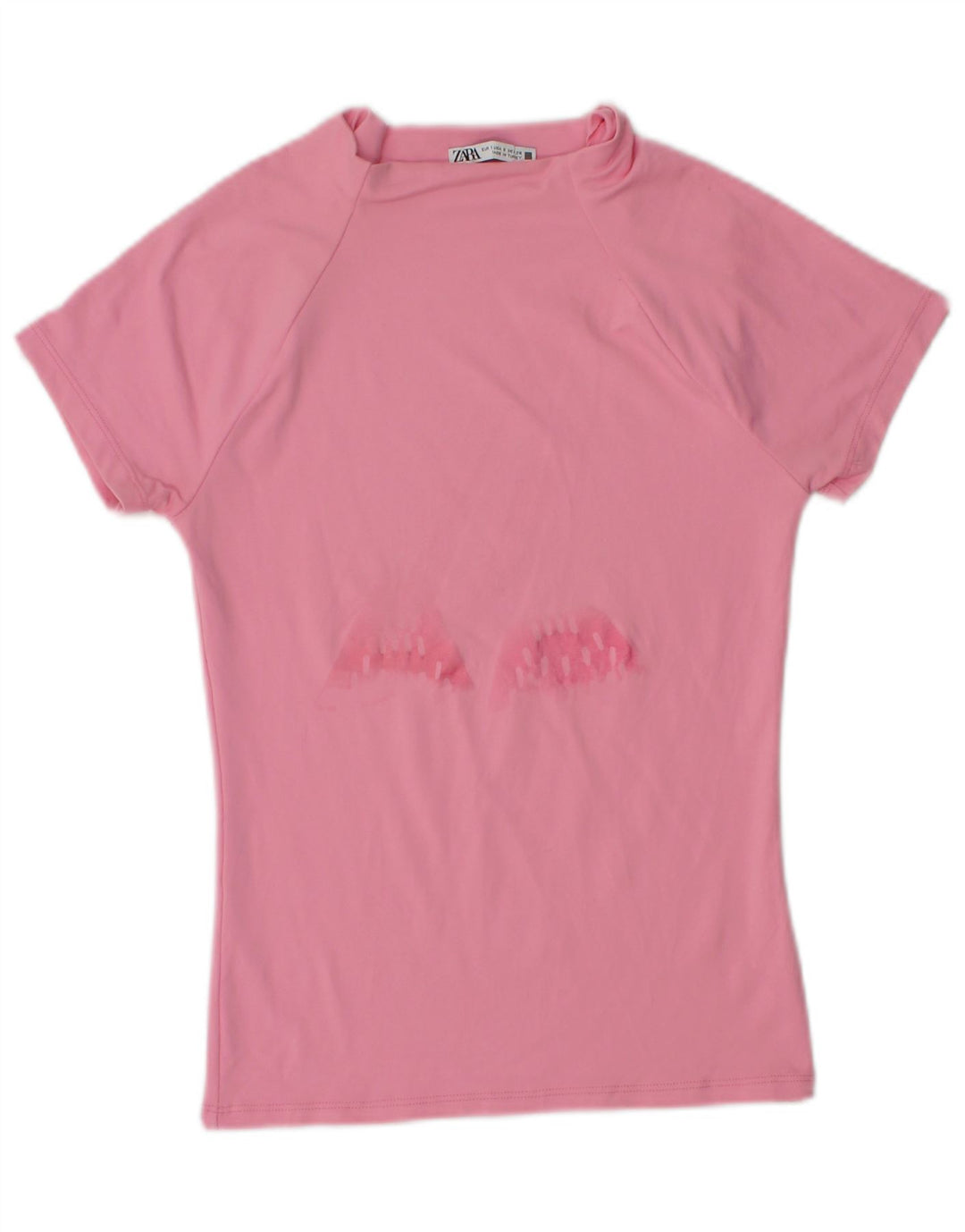Zara Damen T-Shirt mit Grafik, Gr. 8, Rosa
