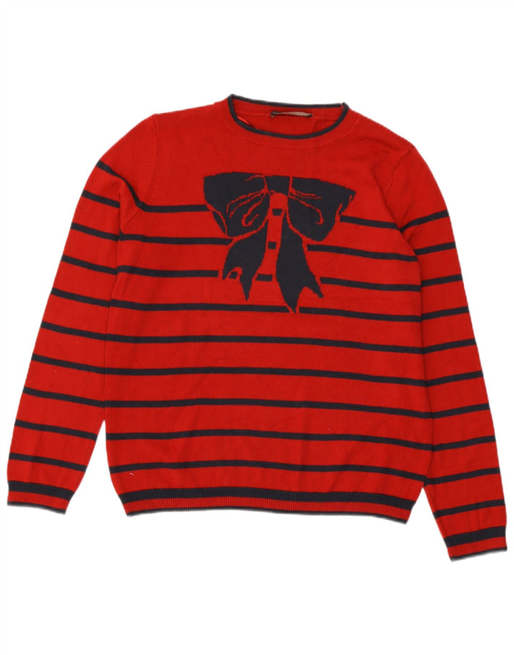 Marks & Spencer Damen-Pullover mit Rundhalsausschnitt, Gr. 14, Größe L, rot gestreift