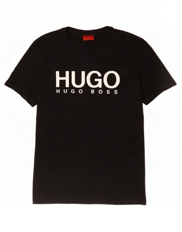 Hugo Boss Herren-T-Shirt mit Grafik, mittelschwarze Baumwolle
