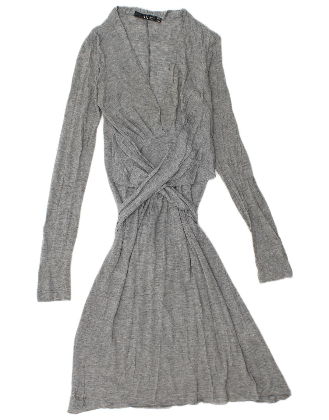 Liu Jo Damen-Langarm-A-Linien-Kleid mit Bindeband vorne IT 40 Small Grau meliert