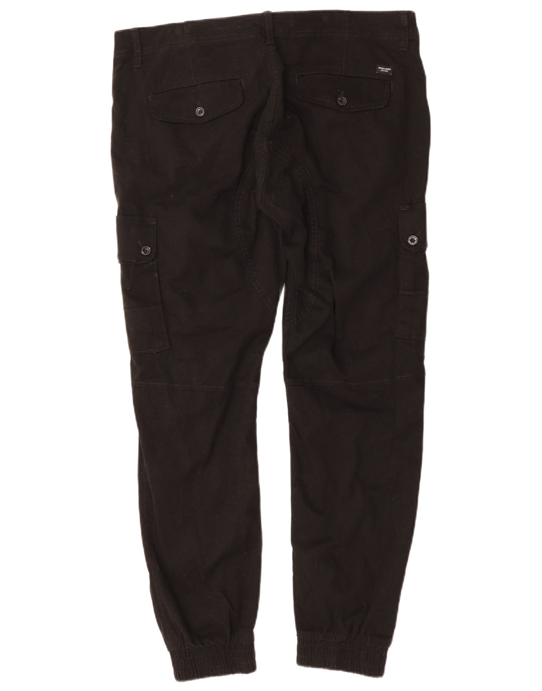 JACK & JONES Herren Tapered Jogger Cargohose W36 L29 Schwarze Baumwolle