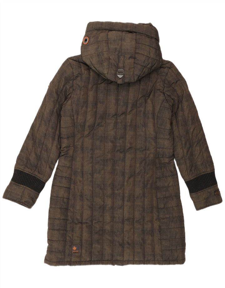 KHUJO Womens Hooded Padded Coat UK 16 Large Brown Polyester