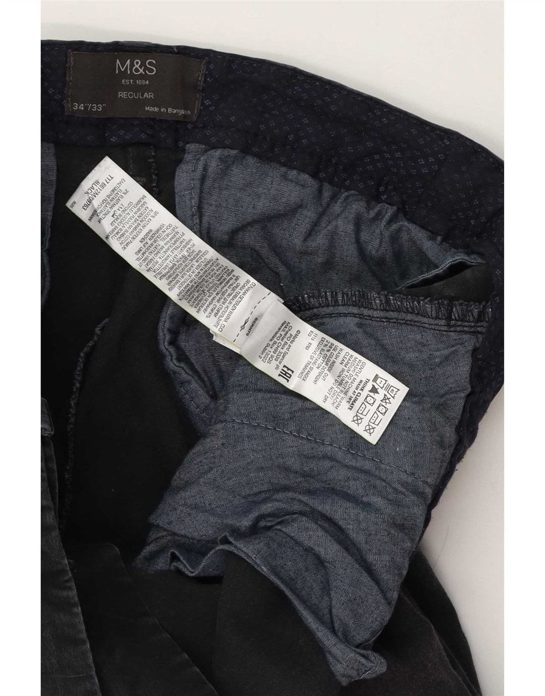 Marks & Spencer Herren-Chinohose, normal, W34, L33, Schwarz, Baumwolle