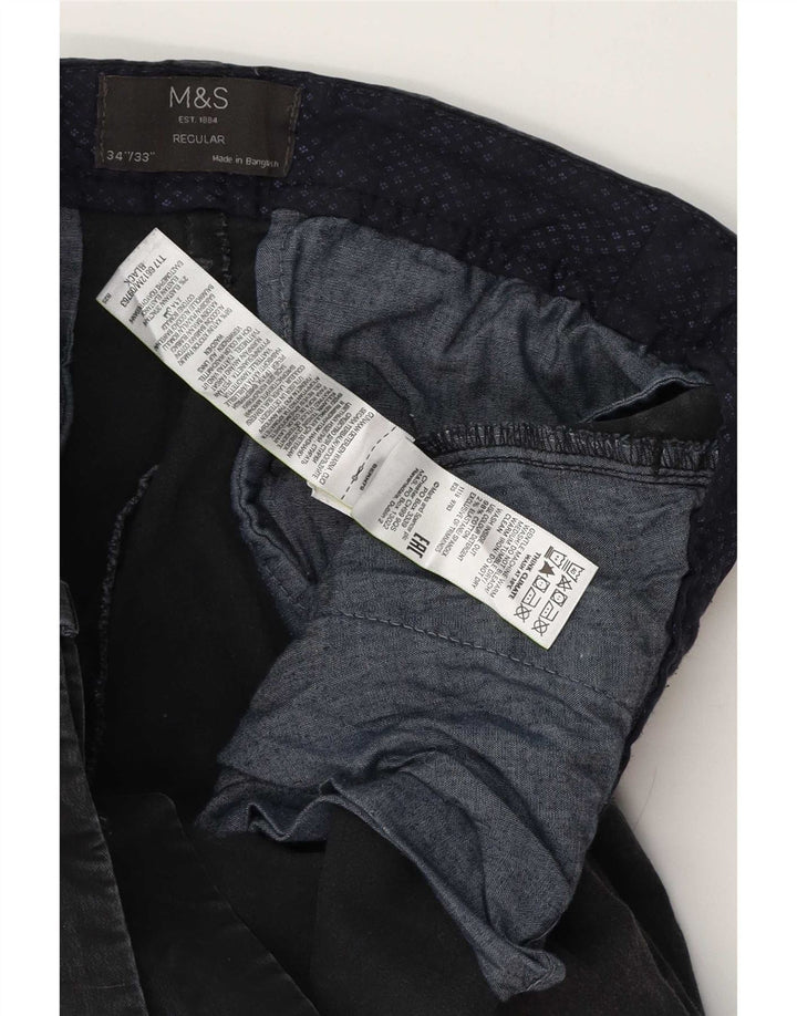 Marks & Spencer Herren-Chinohose, normal, W34, L33, Schwarz, Baumwolle