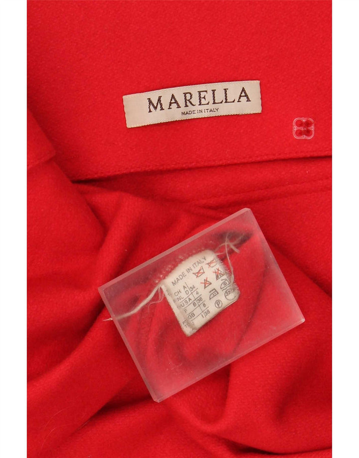 Marella Damen Übergroßer zweireihiger Mantel UK 8 Small Rote Wolle