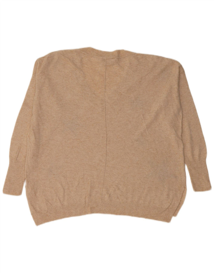 MINT VELVET Damen-Pullover mit abstraktem Muster und V-Ausschnitt, Gr. 10, Größe S, Beige