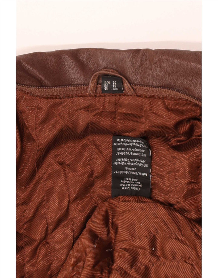 Vintage Herren Ledermantel UK 40 Large Braun