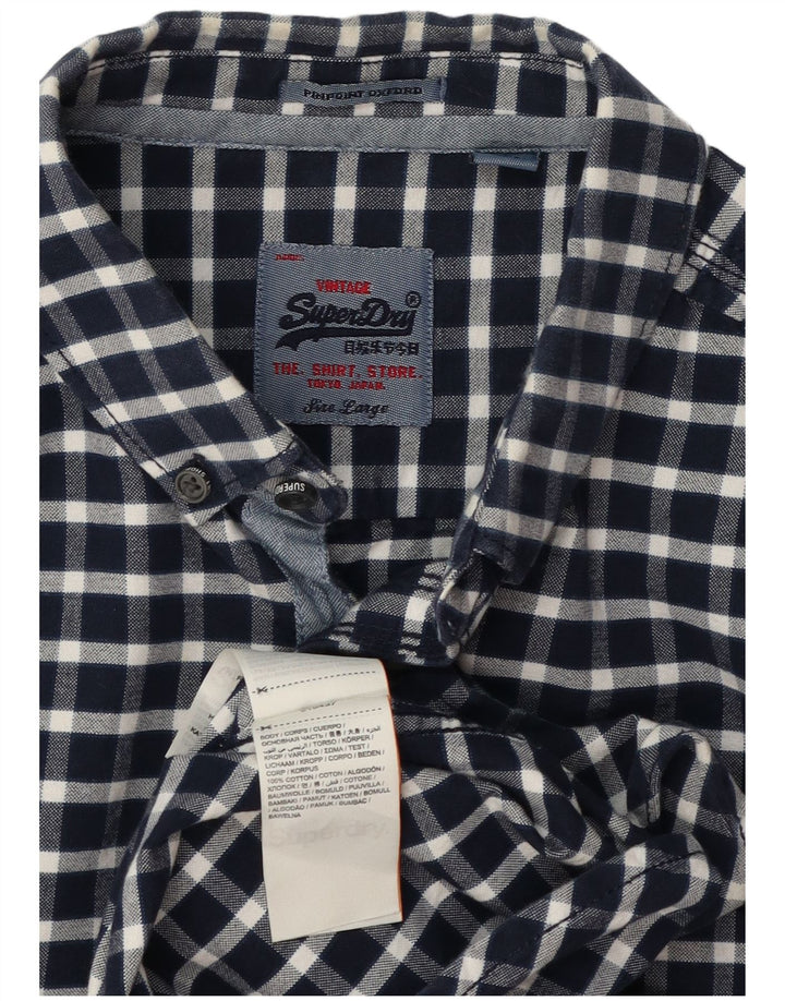 Superdry Herren-Hemd, groß, marineblau, kariert, Baumwolle