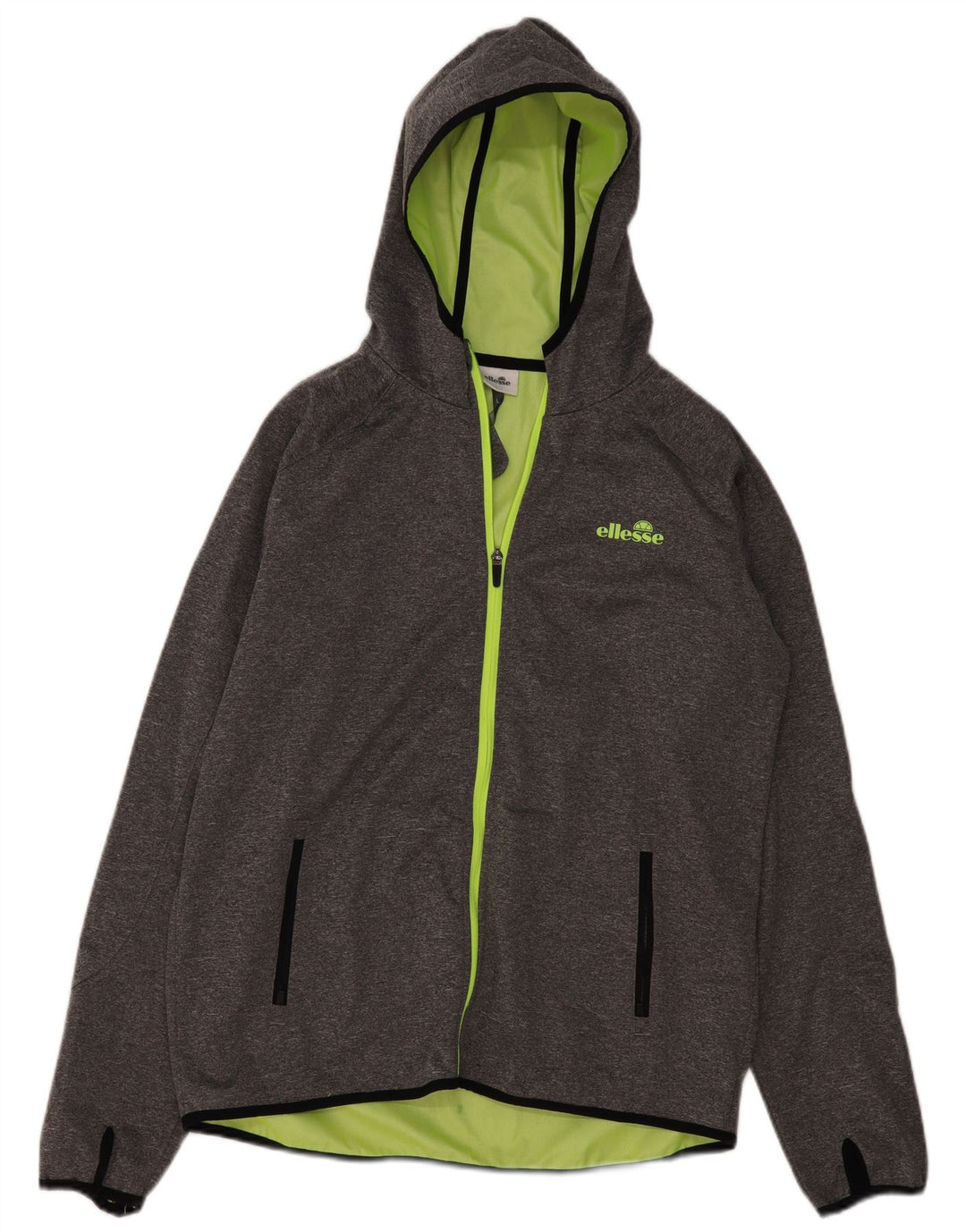 Ellesse Herren-Trainingsanzug mit Kapuze, Jacke, groß, grau, Polyester