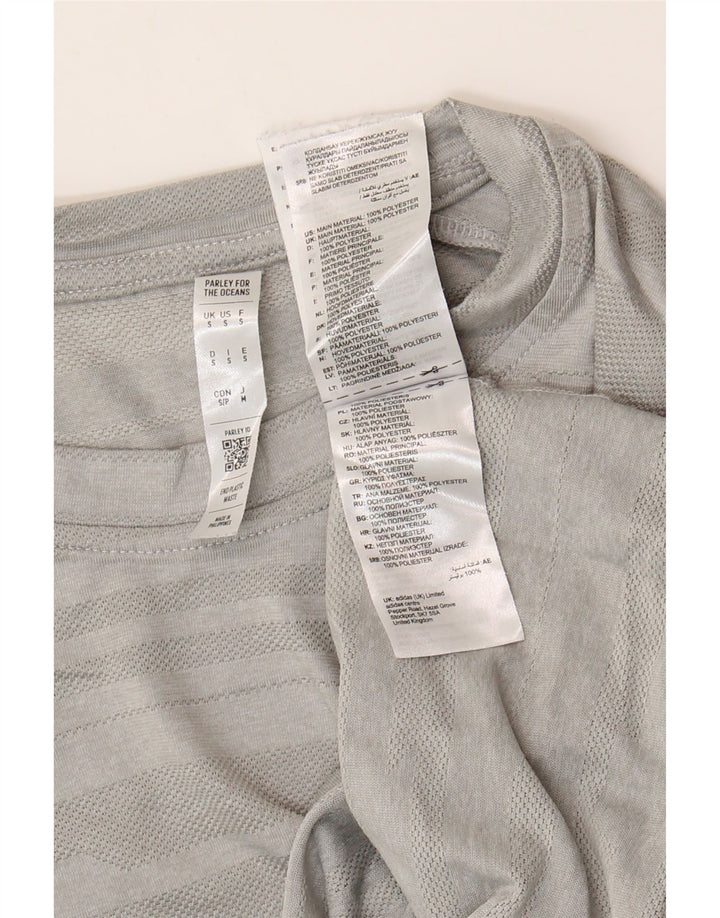 Adidas Herren Climalite T-Shirt Top Small Grau gestreift Polyester