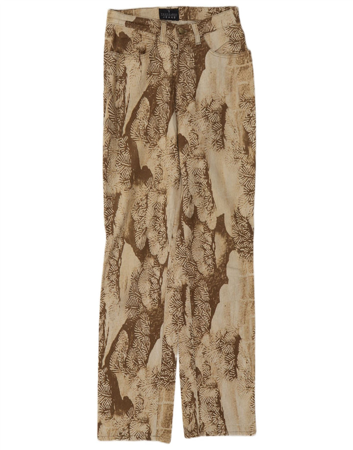 Trussardi Damen-Freizeithose mit abstraktem Muster, gerade, W26, L31, Beige