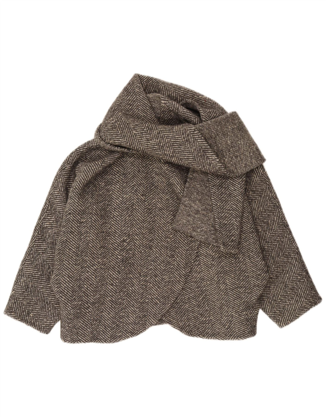 Vintage Damen Übergroße Bolerojacke UK 16 Großes graues Fischgrätenmuster