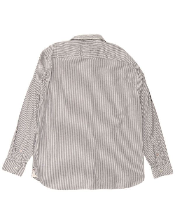 TOMMY HILFIGER Herren-Hemd mit normaler Passform, 2XL, graue Nadelstreifen-Baumwolle