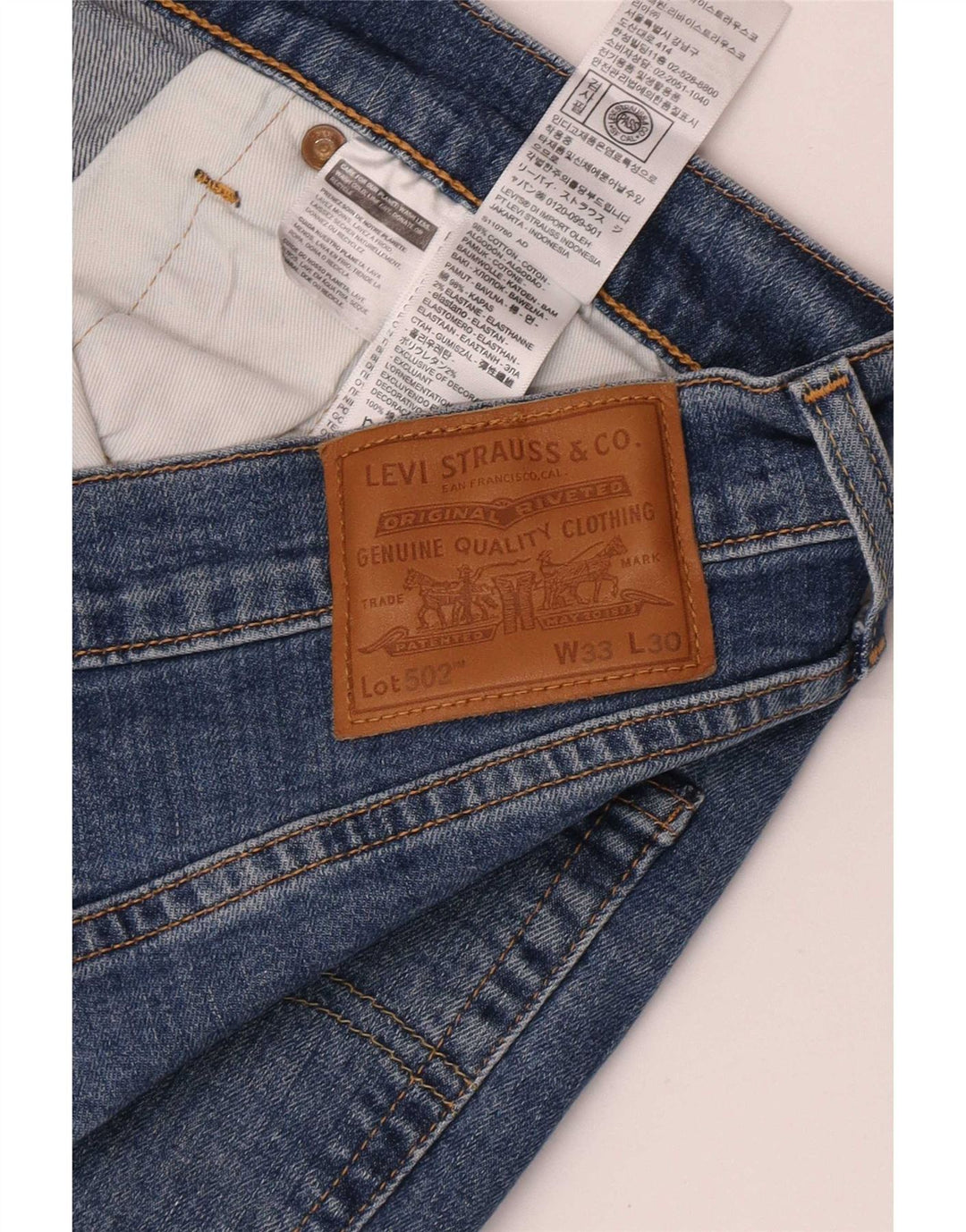 Levi's Herren 502 Tapered Jeans W33 L30 Blaue Baumwolle