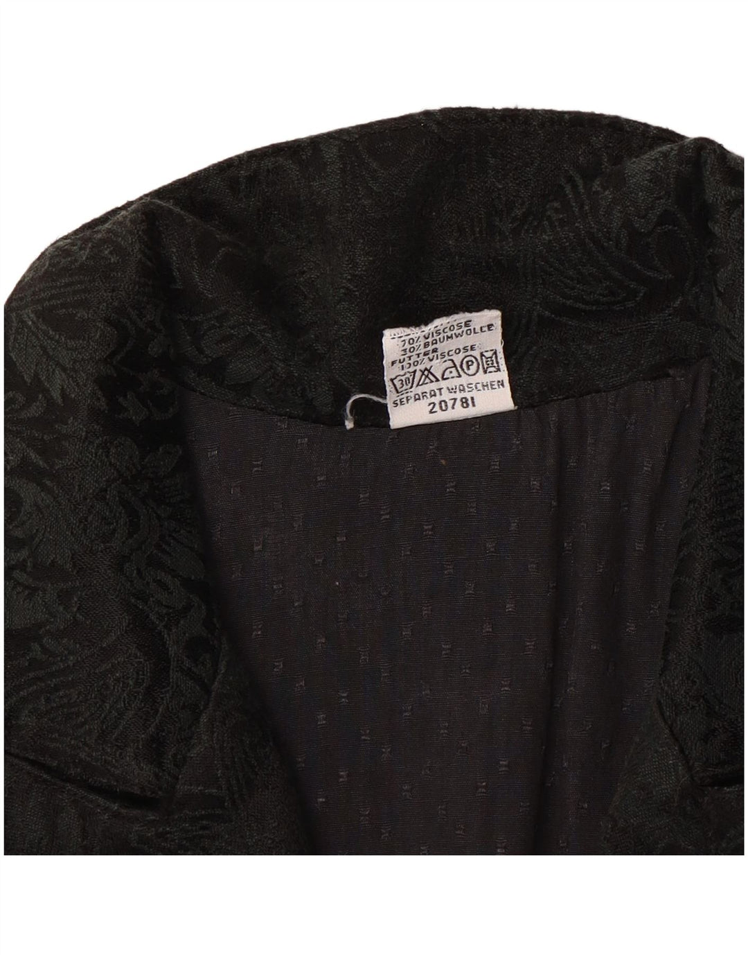 Vintage Damen Weste UK 12 Medium Schwarz Paisley Viskose