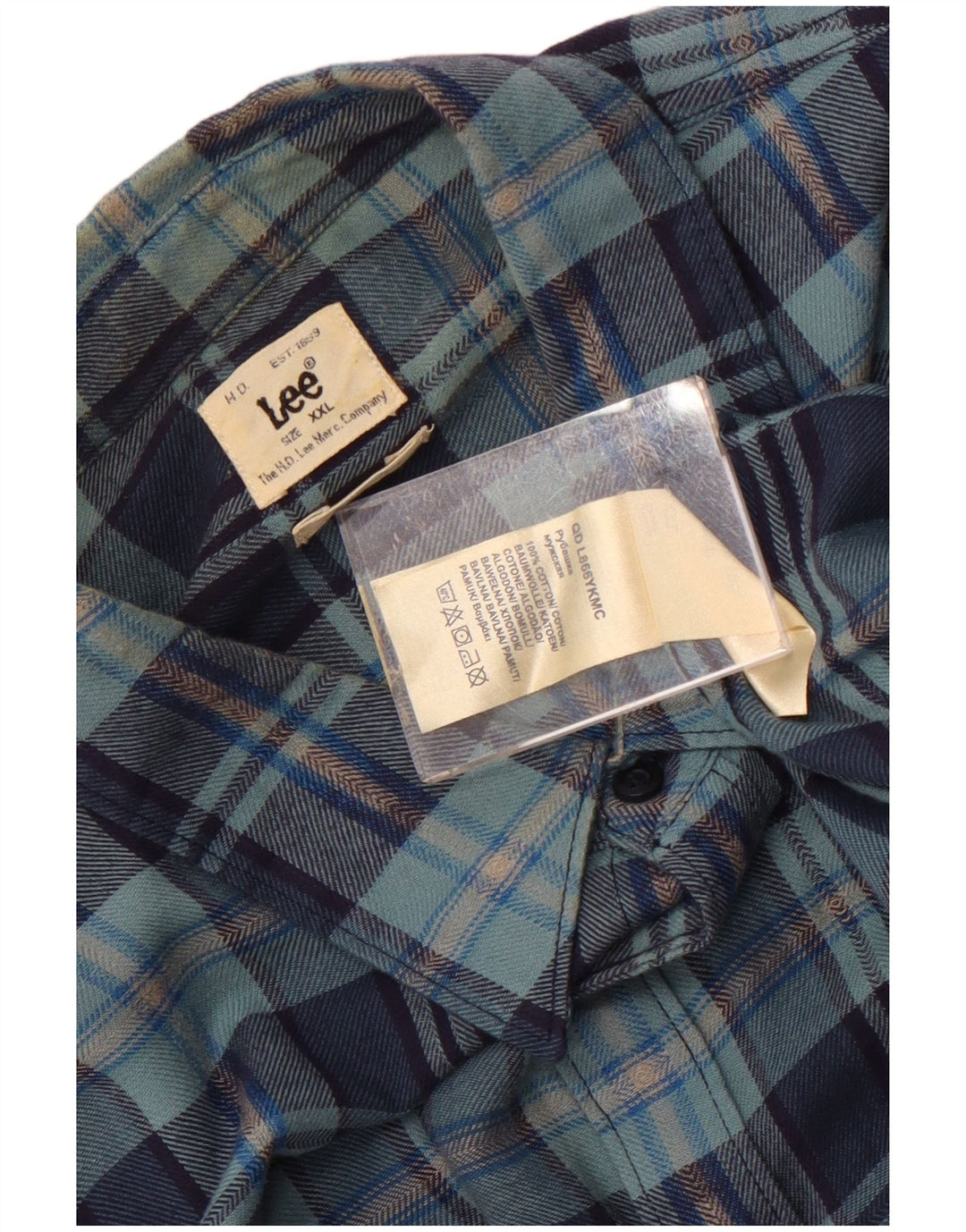LEE Herren-Flanellhemd 2XL, marineblau, kariert, Baumwolle