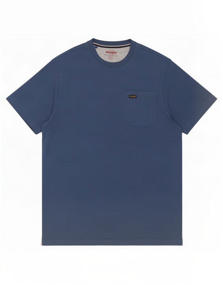 Wrangler Herren T-Shirt-Oberteil aus mittelblauer Baumwolle