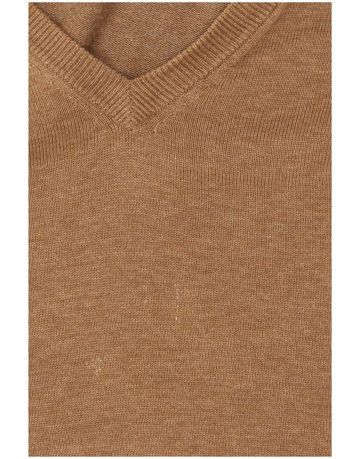 Gant Herren-Pullover mit V-Ausschnitt, XL, braune Baumwolle