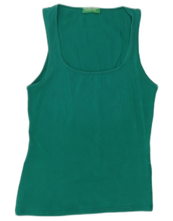 Benetton Damen Weste Top UK 6 XS Grüne Baumwolle
